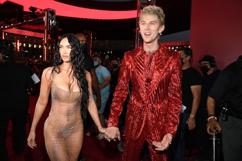 NEW YORK, NEW YORK - SEPTEMBER 12: (L-R) Megan Fox and Machine Gun Kelly attend the 2021 MTV Video M...