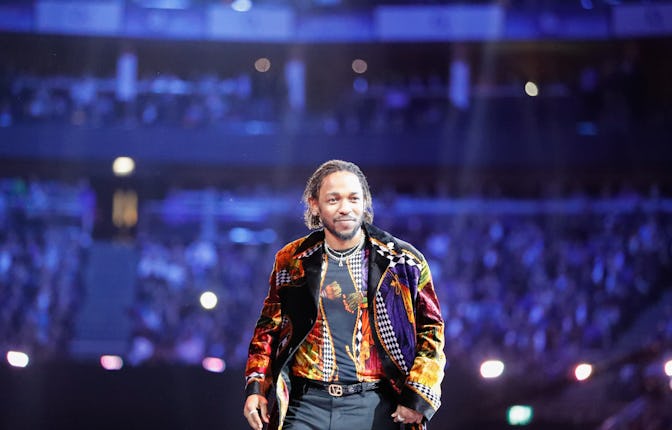 Kendrick Lamar accepts the International Male Solo Artist award during The BRIT Awards 2018 Show, Th...