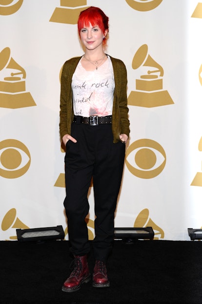 LOS ANGELES, CA - DECEMBER 01:  Singer Hayley Williams of Paramore poses in press room during GRAMMY...