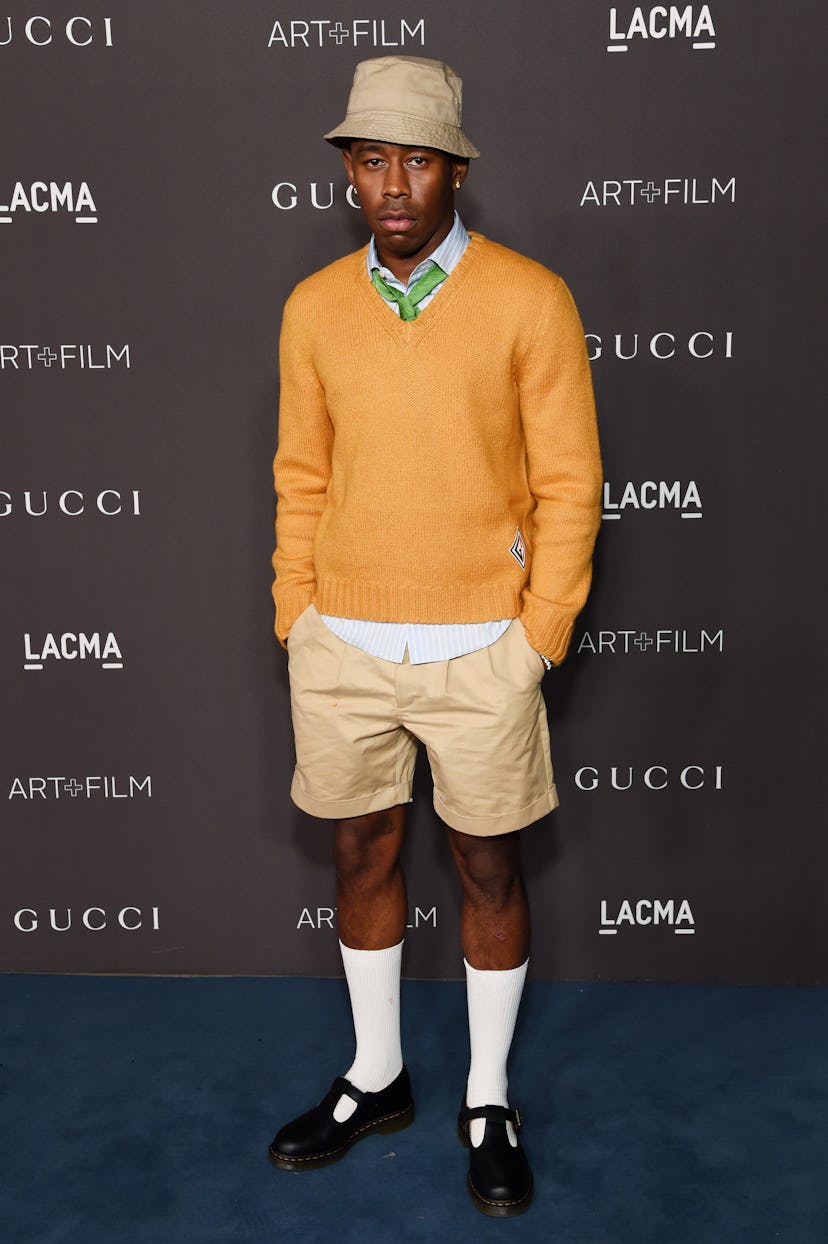 LOS ANGELES, CALIFORNIA - NOVEMBER 02: Tyler the Creator, wearing Gucci, attends the 2019 LACMA Art ...