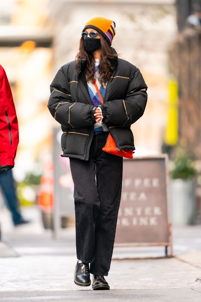 NEW YORK, NEW YORK - FEBRUARY 11: Bella Hadid is seen in SoHo on February 11, 2021 in New York City....