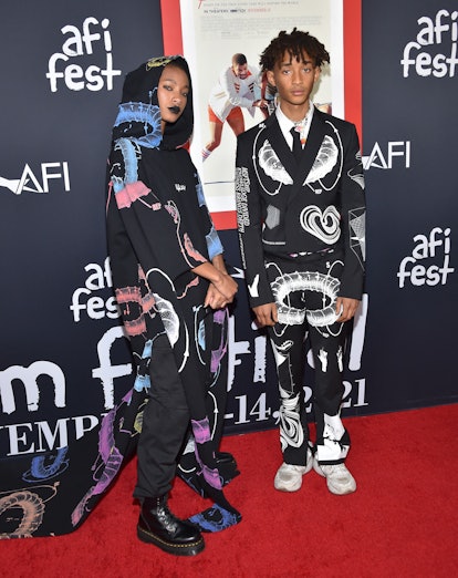 US singer Willow Smith and US actor Jaden Smith attend the AFI Fest premiere of "King Richard" at TC...