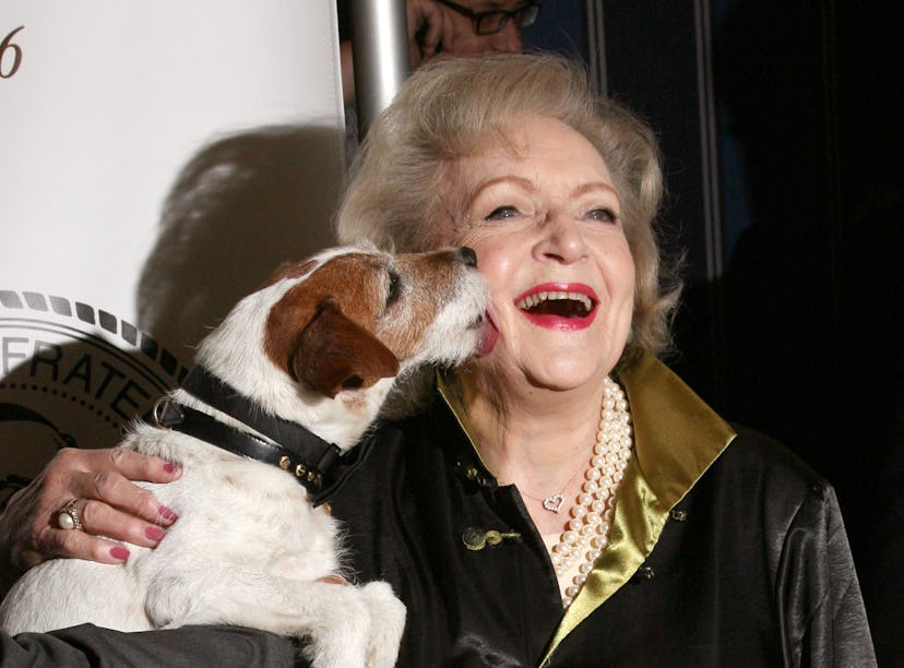 Actress Betty White with Uggie the dog is one of the reasons why you should celebrate her birthday w...