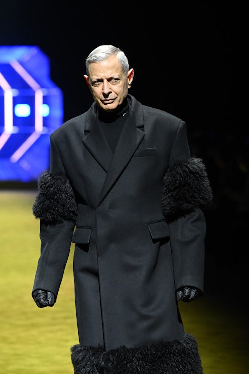 MILAN, ITALY - JANUARY 16: Jeff Goldblum walks the runway at the Prada fashion show during the Milan...