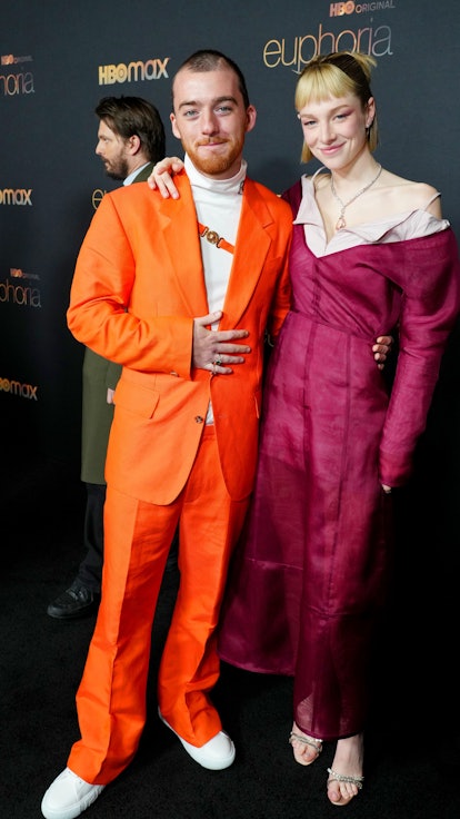 Angus Cloud (Fezco) and Hunter Schafer (Jules) attend HBO's "Euphoria" Season 2 Photo Call on Januar...
