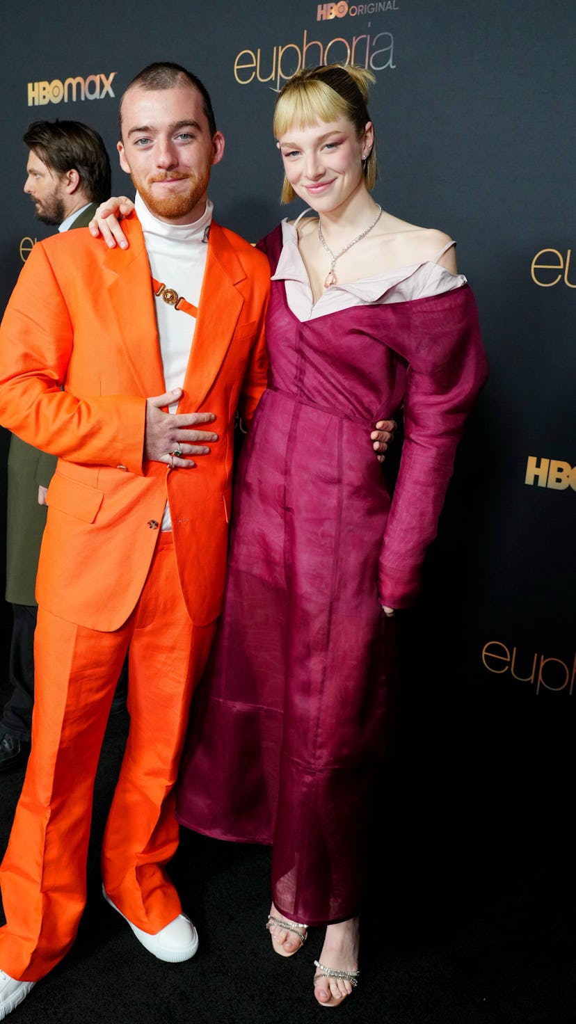 Angus Cloud (Fezco) and Hunter Schafer (Jules) attend HBO's "Euphoria" Season 2 Photo Call on Januar...