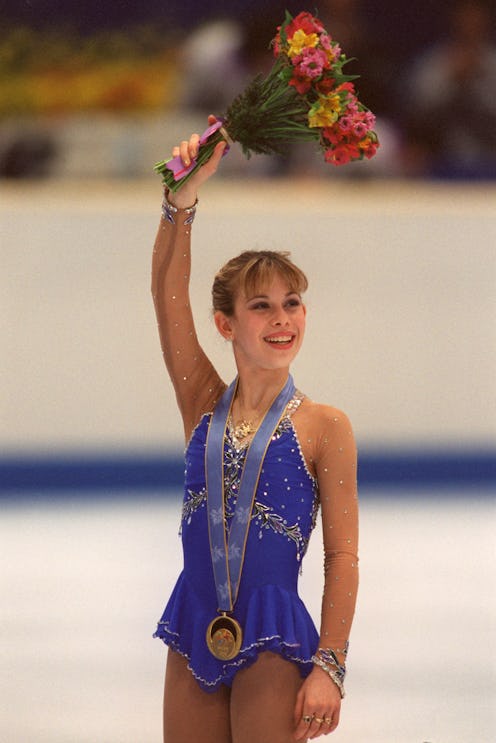 Olympic-medal winning figure skater Tara Lipinski celebrates winning in the 1998 nagano winter olymp...