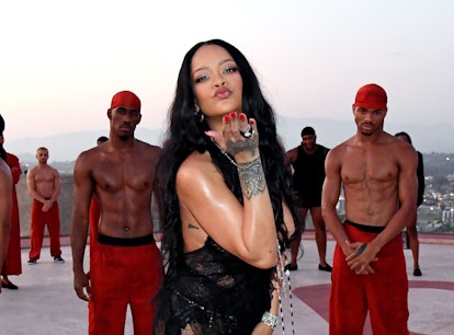 Rihanna with long, wavy hair from the Savage X Fenty Show Vol. 3 on September 24, 2021. 