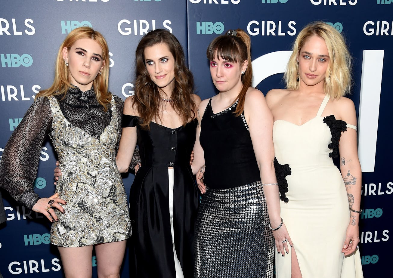 NEW YORK, NY - FEBRUARY 02: (L-R) Zosia Mamet, Allison Williams, Lena Dunham and Jemima Kirke atte...