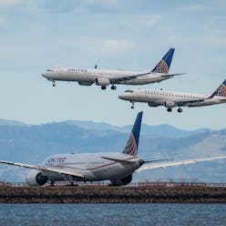 San Francisco, CA, USA - February 11, 2019: At San Francisco International Airport (SFO), two United...
