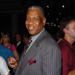 André Leon Talley at Calvin Klein Spring 2006 runway show.