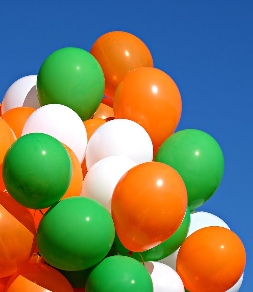 These colorful balloons were featured at the 2019 St Patrick's Day Parade, history of st patricks da...