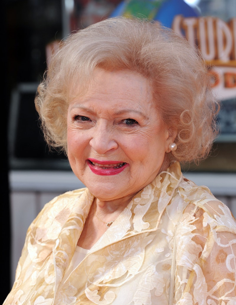 This February 19, 2012 photo shows actress Betty White arrive for the premiere of 'The Lorax' held U...