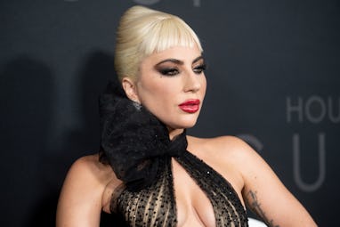 NEW YORK, NEW YORK - NOVEMBER 16: Lady Gaga attends the "House Of Gucci" New York Premiere at Jazz a...