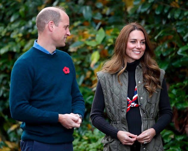 Prince William smiles at Kate Middleton.
