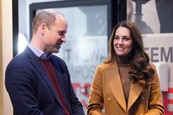 Britain's Prince William, Duke of Cambridge (L) and Britain's Catherine, Duchess of Cambridge, visit...