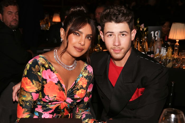 LONDON, ENGLAND - NOVEMBER 29: Priyanka Chopra and Nick Jonas attend The Fashion Awards 2021 at Roya...