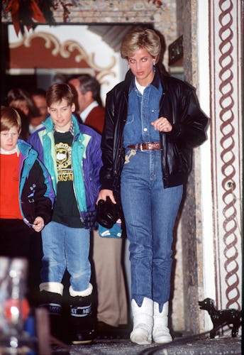 Princess Diana Princess wearing a Canadian Tux  in Austria With Prince William And Prince Harry.