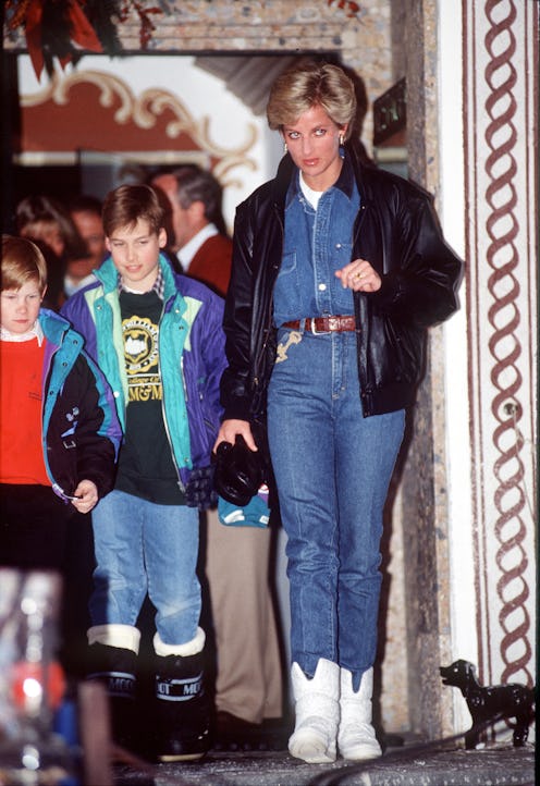 Princess Diana Princess wearing a Canadian Tux  in Austria With Prince William And Prince Harry.