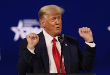 ORLANDO, FLORIDA - FEBRUARY 28:  Former U.S. President Donald Trump addresses the Conservative Polit...