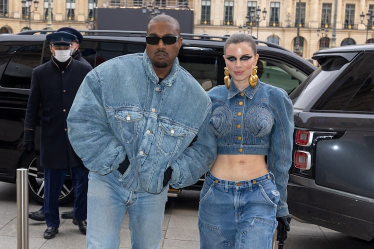 Kanye West and Julia Fox attend Paris Fashion week.