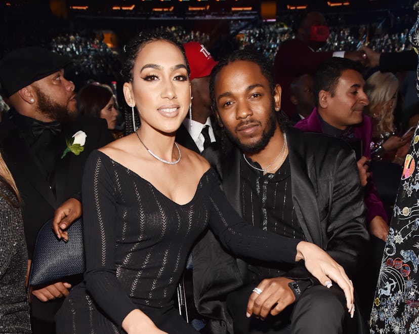 NEW YORK, NY - JANUARY 28: Whitney Alford and recording artist Kendrick Lamar during the 60th Annual...