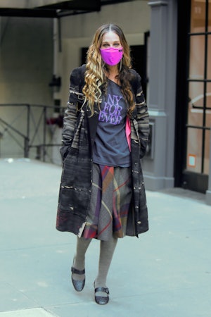 NEW YORK, NY - MARCH 07: Sarah Jessica Parker is seen at the 'SJP By Sarah Jessica Parker' store on ...