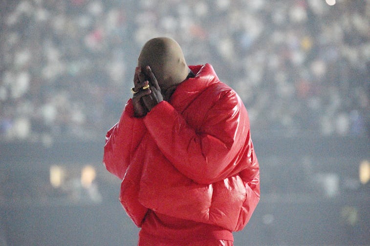 ATLANTA, GEORGIA - JULY 22: Kanye West is seen at ‘DONDA by Kanye West’ listening event at Mercedes-...