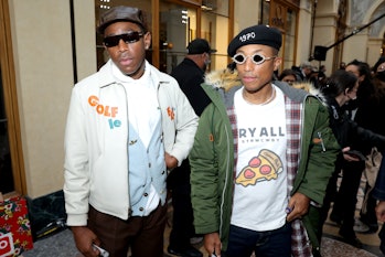 PARIS, FRANCE - JANUARY 23: (L to R) Tyler, the Creator and Pharrell Williams attend the Kenzo Fall/...