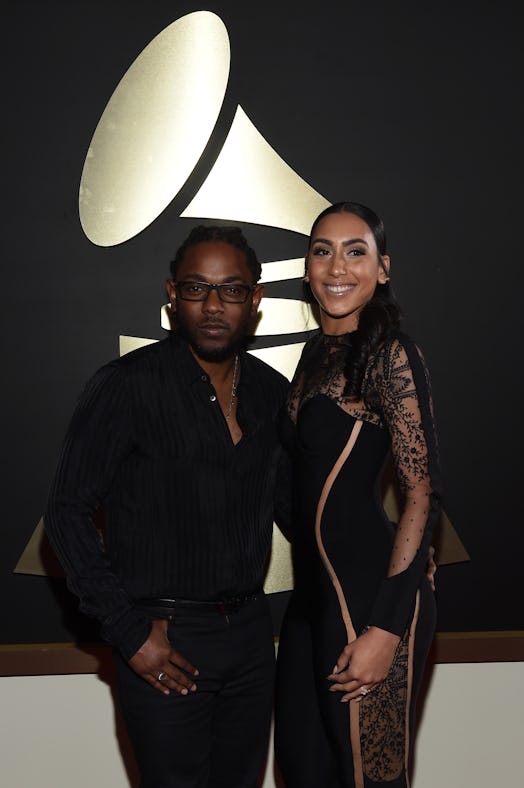 LOS ANGELES, CA - FEBRUARY 15:  Rapper Kendrick Lamar (L) and Whitney Alford attend The 58th GRAMMY ...
