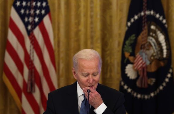 WASHINGTON, DC - JANUARY 24:  U.S. President Joe Biden speaks during a meeting with the White House ...
