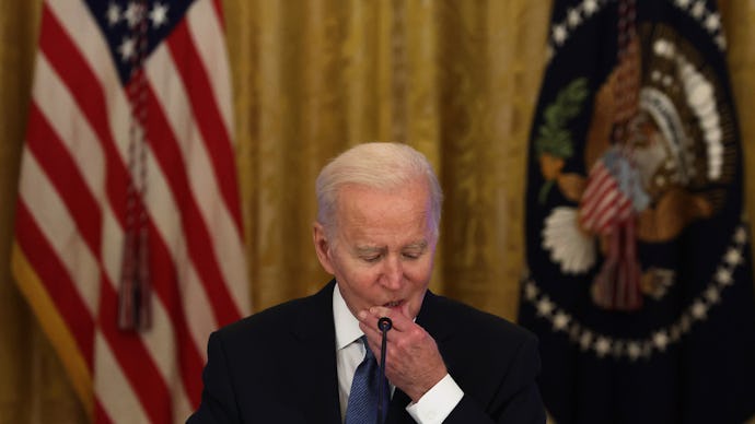 WASHINGTON, DC - JANUARY 24:  U.S. President Joe Biden speaks during a meeting with the White House ...