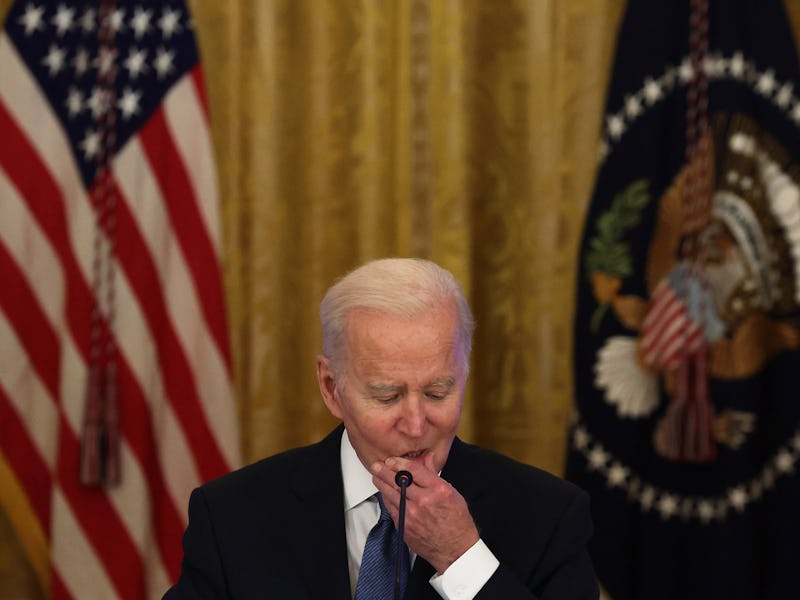 WASHINGTON, DC - JANUARY 24:  U.S. President Joe Biden speaks during a meeting with the White House ...