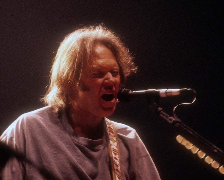 WANTAUGH, NEW YORK--AUGUST 26: Neil Young and Crazy Horse perform at Jones Beach on August 26, 1996 ...
