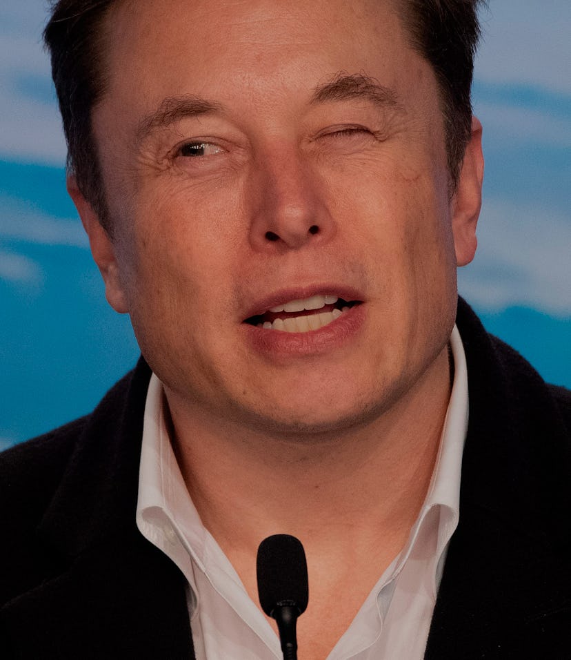 SpaceX chief Elon Musk speaks during a press conference after the launch of SpaceX Crew Dragon Demo ...