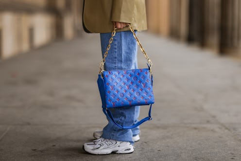 A colorful Louis Vuitton bag.