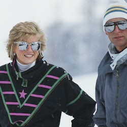 Prince Charles and Diana, Princess of Wales  (1961 - 1997) during a skiing holiday at Klosters in Sw...