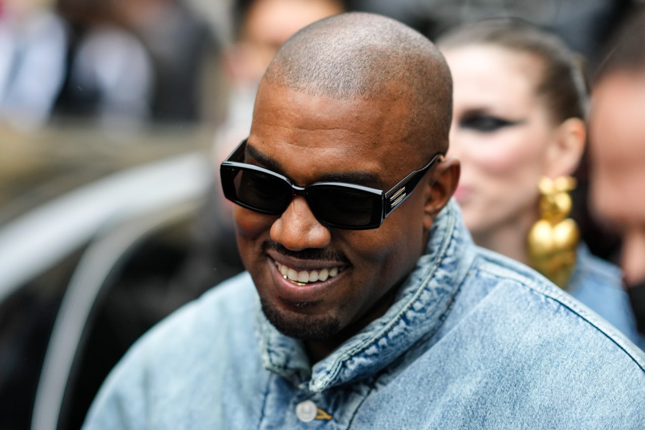 PARIS, FRANCE - JANUARY 23: Ye is seen, outside Kenzo, during Paris Fashion Week - Menswear F/W 2022...