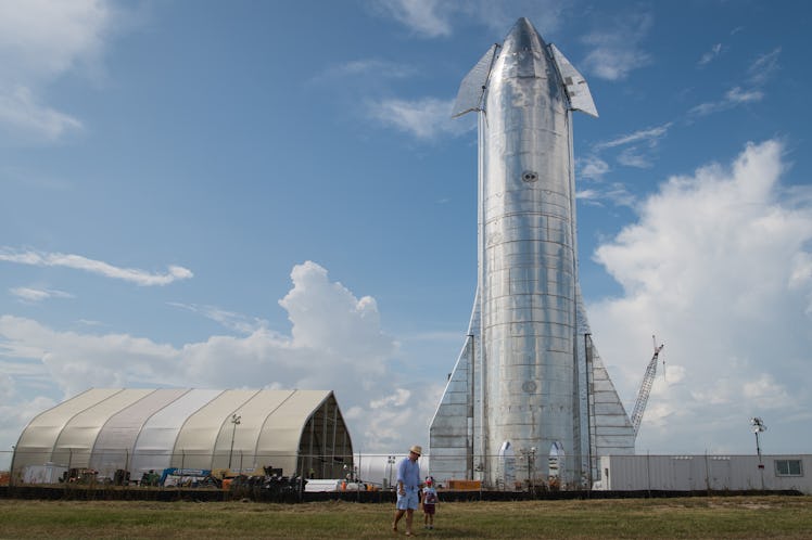 A prototype of SpaceX's Starship spacecraft at the company's Texas launch facility