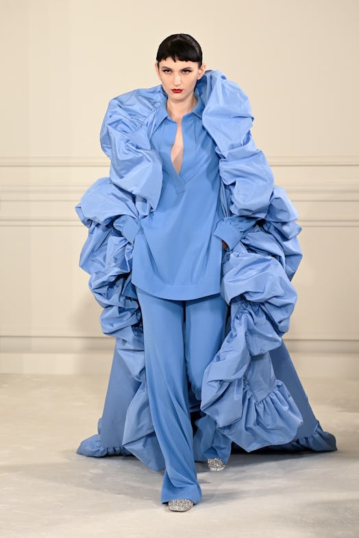 A model walks the Valentino Spring 2022 couture show in Paris.