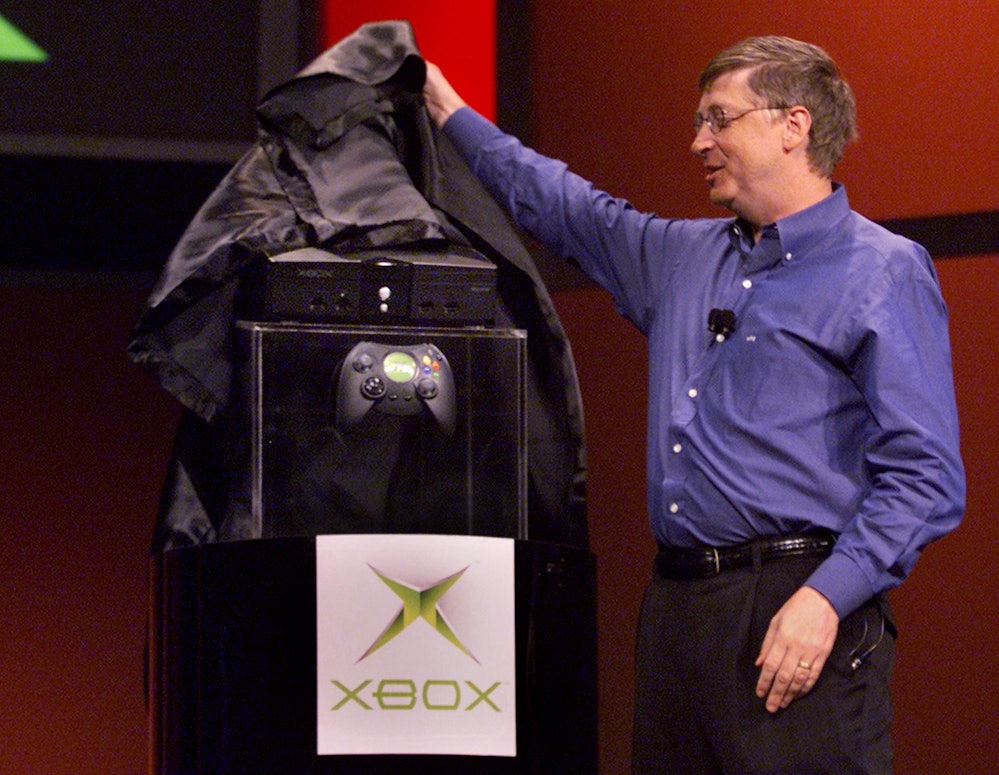 383984 01: Bill Gates, Chairman and Chief Software Architect of Microsoft, unveils the new Xbox vide...