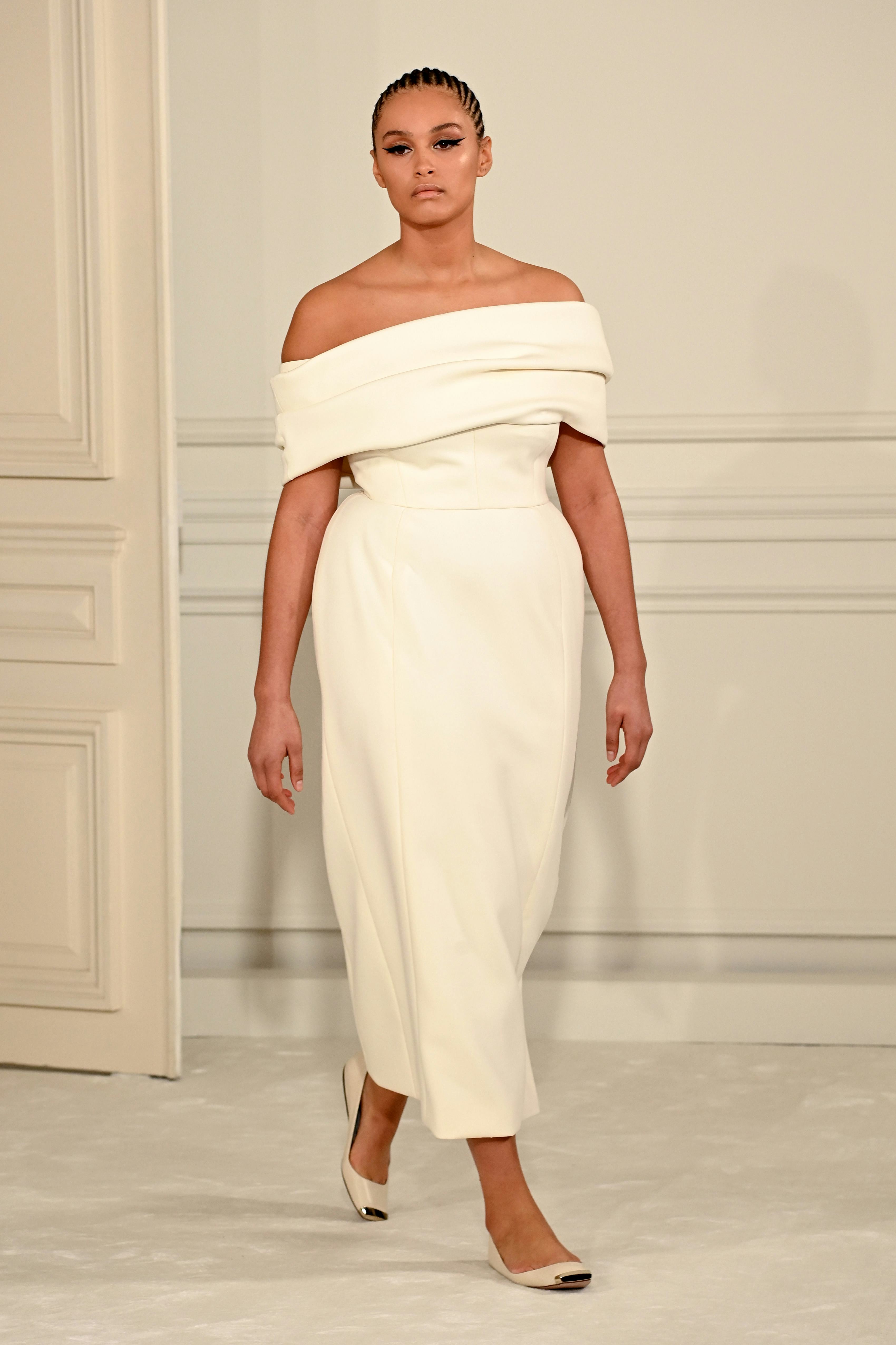 A model walks the Valentino Spring 2022 couture show in Paris.