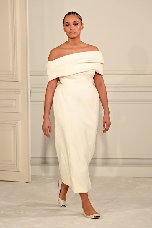 A model walks the Valentino Spring 2022 couture show in Paris.