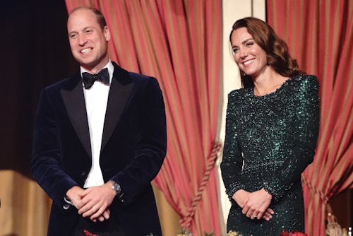 Prince William and Kate Middleton in evening wear at a performance in England. 