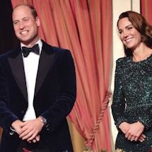 Prince William and Kate Middleton in evening wear at a performance in England. 