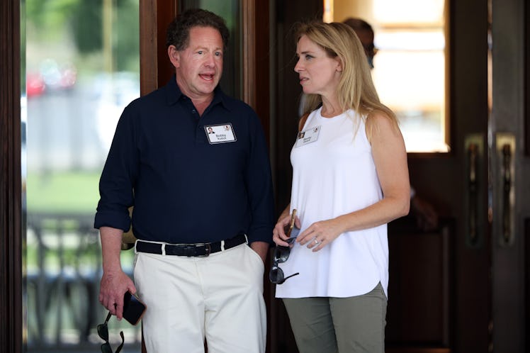 SUN VALLEY, IDAHO - JULY 08: CEO of Activision Blizzard Bobby Kotick talks to television newscaster ...