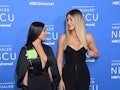 Kim Kardashian West and Khloe Kardashian attend the NBCUniversal 2017 Upfront on May 15, 2017 in New...