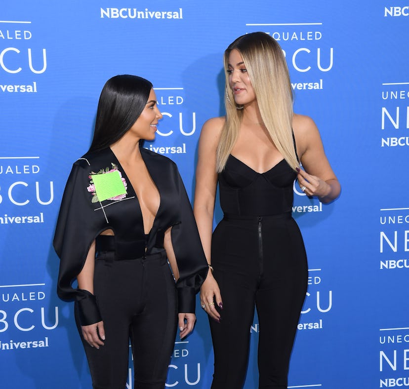 Kim Kardashian West and Khloe Kardashian attend the NBCUniversal 2017 Upfront on May 15, 2017 in New...