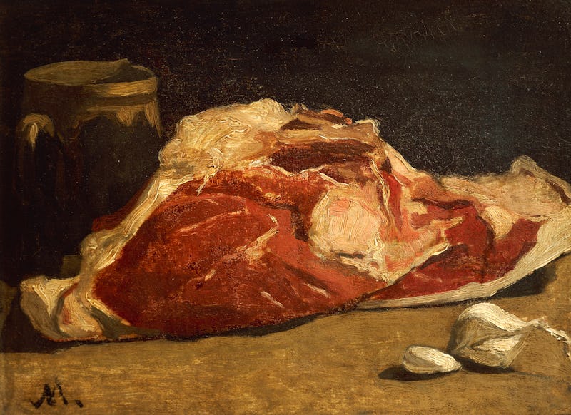 FRANCE - CIRCA 2002:  Still life with a quarter of meat, 1864, by Claude Monet (1840-1926), oil on c...