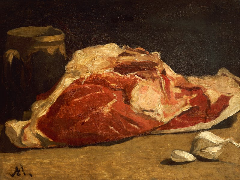 FRANCE - CIRCA 2002:  Still life with a quarter of meat, 1864, by Claude Monet (1840-1926), oil on c...